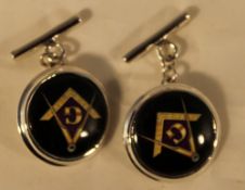 A pair of silver Masonic cufflinks