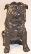 A bronze figure of a bulldog