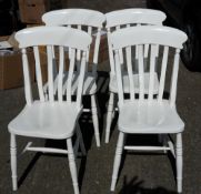 Four white painted kitchen chairs