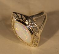 A silver and opal ring