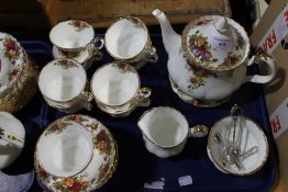 A Royal Albert Old Country Rose pattern tea set