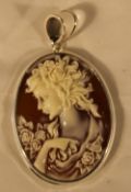 A silver cameo pendant