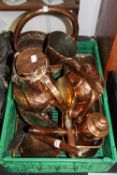 A quantity of copper ware