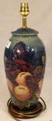 A Moorcroft Finches pattern lamp base