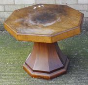 An Art Deco walnut pedestal side table