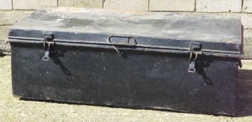 A black painted tin trunk