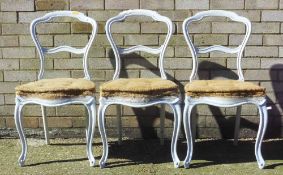 Three painted chairs (for upholstery)