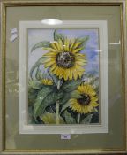 HELLA BLUME (20th century) British, Sunflowers, watercolour, signed with initials,