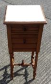 A marble top pine pot cupboard