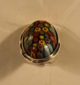 A silver millefiori glass ring