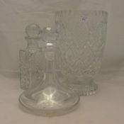 A quantity of cut glass crystal and a wicker hamper