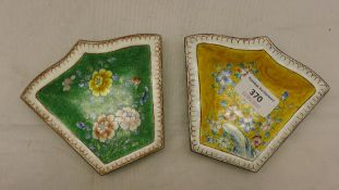 A pair of cloisonne dishes