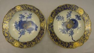 A pair of Doulton Burslem blue and white dishes