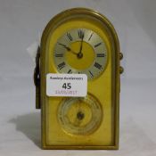 A brass cased carriage clock/barometer