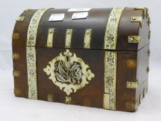 A Victorian ivory mounted dome topped box