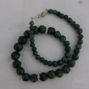 A jade bead necklace