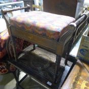 A Victorian inlaid rosewood piano stool