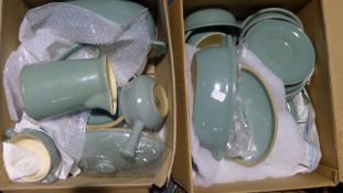 Three boxes of Denby stoneware dinnerwares