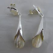 A pair of silver and mother-of-pearl earrings