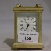 A silver plated carriage clock