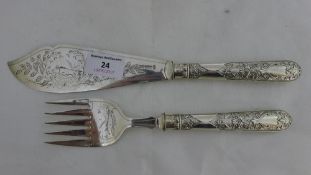 A pair of plated fish servers