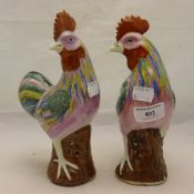 Two Chinese pottery model chicken