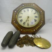 A 19th century brass inlaid postman alarm dial clock