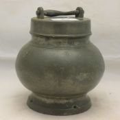 A French pewter bouillon