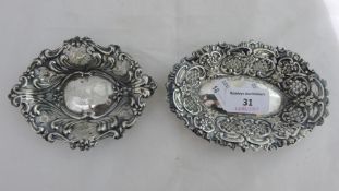 Two pierced silver bon bon dishes