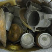 A box of mixed metalware
