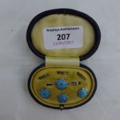 A cased set of enamel studs