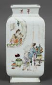 A Chinese Republic porcelain vase Of rectangular section,