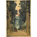 HIROSHI YOSHIDA (1876-1950) Japanese Criptomeria [sic] Avenue Limited edition woodblock Signed and