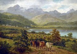 ALBERT DUNNINGTON (1860-1928) British The Peaks of Arran From Corrie Road Oil on canvas Signed,