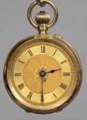 A Victorian 18 ct gold cased lady's pocket watch by Johnson, Walker & Tolhurst, Aldersgate Street,