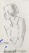 *AR Attributed to DAME LAURA KNIGHT (1877-1970) British Portrait Sketch Pencil Signed and dated