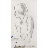 *AR Attributed to DAME LAURA KNIGHT (1877-1970) British Portrait Sketch Pencil Signed and dated