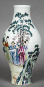 A 20th century Chinese porcelain vase Well painted with scholarly figures in a continuous rocky