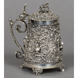 A 19th century Austrian silver lidded tankard,