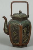 A 19th century Chinese teapot Of lobed hexagonal form,