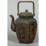 A 19th century Chinese teapot Of lobed hexagonal form,