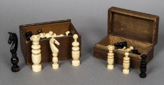 A late 19th/early 20th century French Colonial Regence ivory and brown stained ivory chess