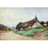 JAMES ALFRED AITKEN (1846-1897) Scottish Croft Cottage Watercolour Signed 32 x 22.