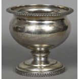 A 19th century American silver pedestal vase The bulbous body inscribed Presented to James