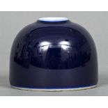 A Chinese dark blue ground porcelain ink pot Of beehive form,