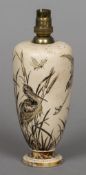 A Martin Brothers pottery vase Sgraffito decorated with herons and insects amongst water reeds,