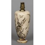 A Martin Brothers pottery vase Sgraffito decorated with herons and insects amongst water reeds,