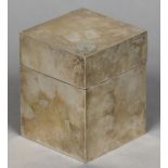 A 925 silver playing card box Of square section form with removable lid. 10 cm high.