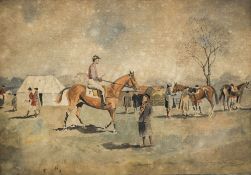 ENGLISH SCHOOL (early 20th century) Before the Steeplechase Watercolour Indistinctly signed 37 x 27