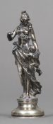 A 925 silver desk seal Formed as a semi-clothed lady and a cherub,